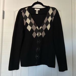 %100 Wool argyle cardigan